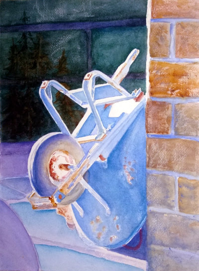 Painting of "Blue Wheelbarrow"