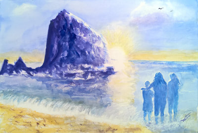 Painting of "Haystack Rock"